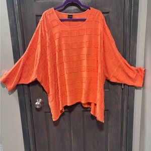 Dairi moroccan sustdi tunic top eyelash orange one size boxy boho plus 2x 3x